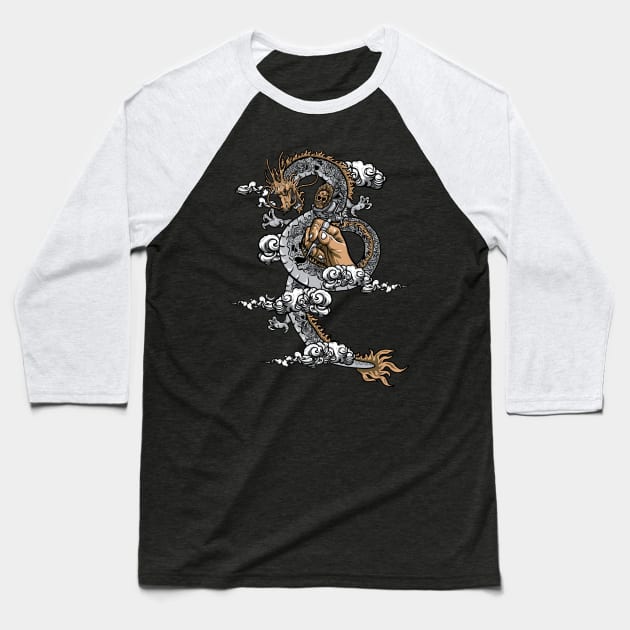 God of Tattoo Baseball T-Shirt by jun087